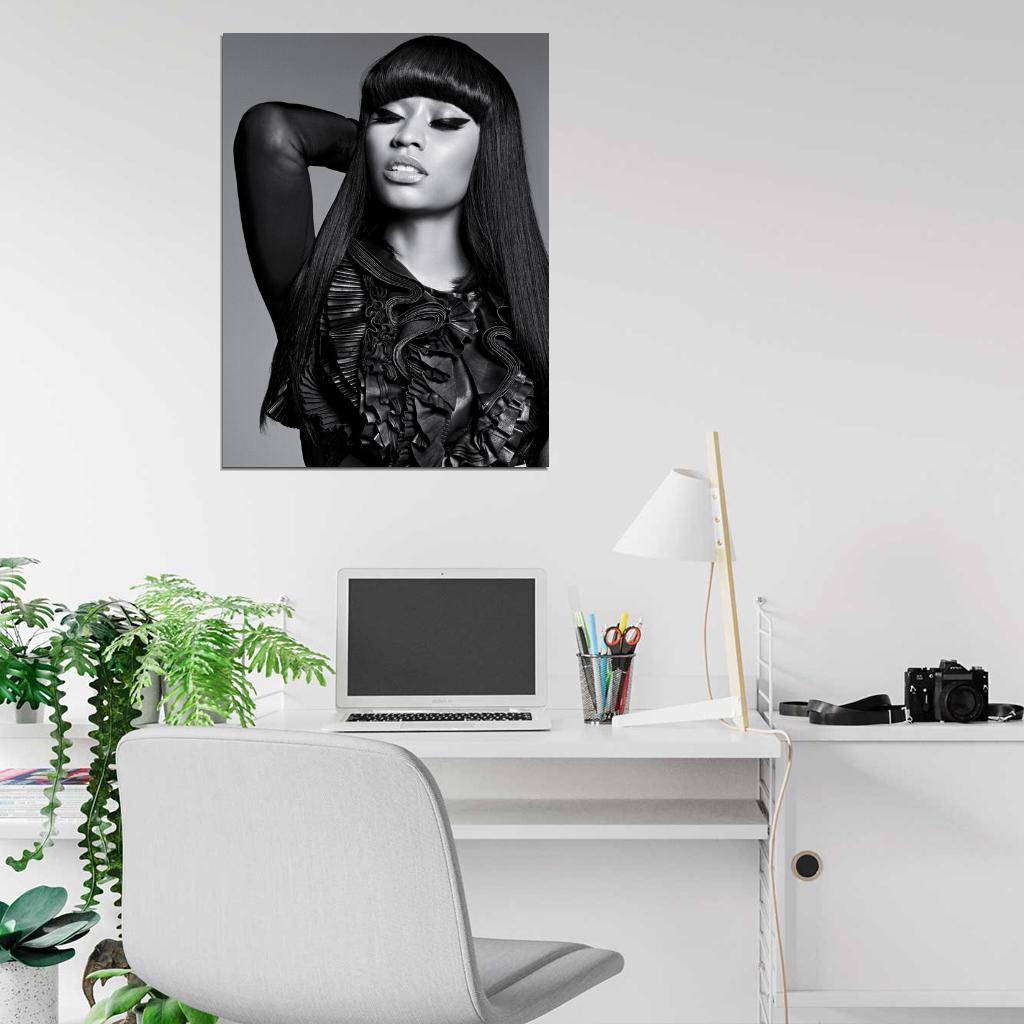 Nicki Minaj Beautiful Makeup Hip Hop R&B Music Singer BW Rare Wall Art Print Poster