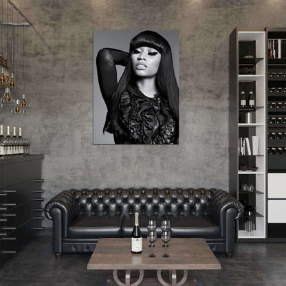 Nicki Minaj Beautiful Makeup Hip Hop R&B Music Singer BW Rare Wall Art Print Poster