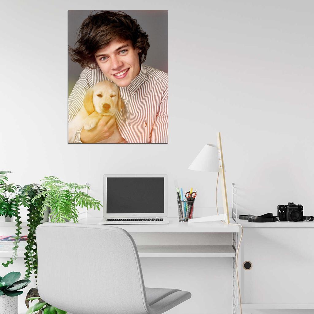 One Direction Harry Styles Puppy Cute Smile Pop Boy Band Rare Wall Art Print Poster