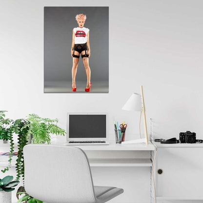 Pink Hot Stocking Pop Rock Music Singer Rare Wall Art Print Poster