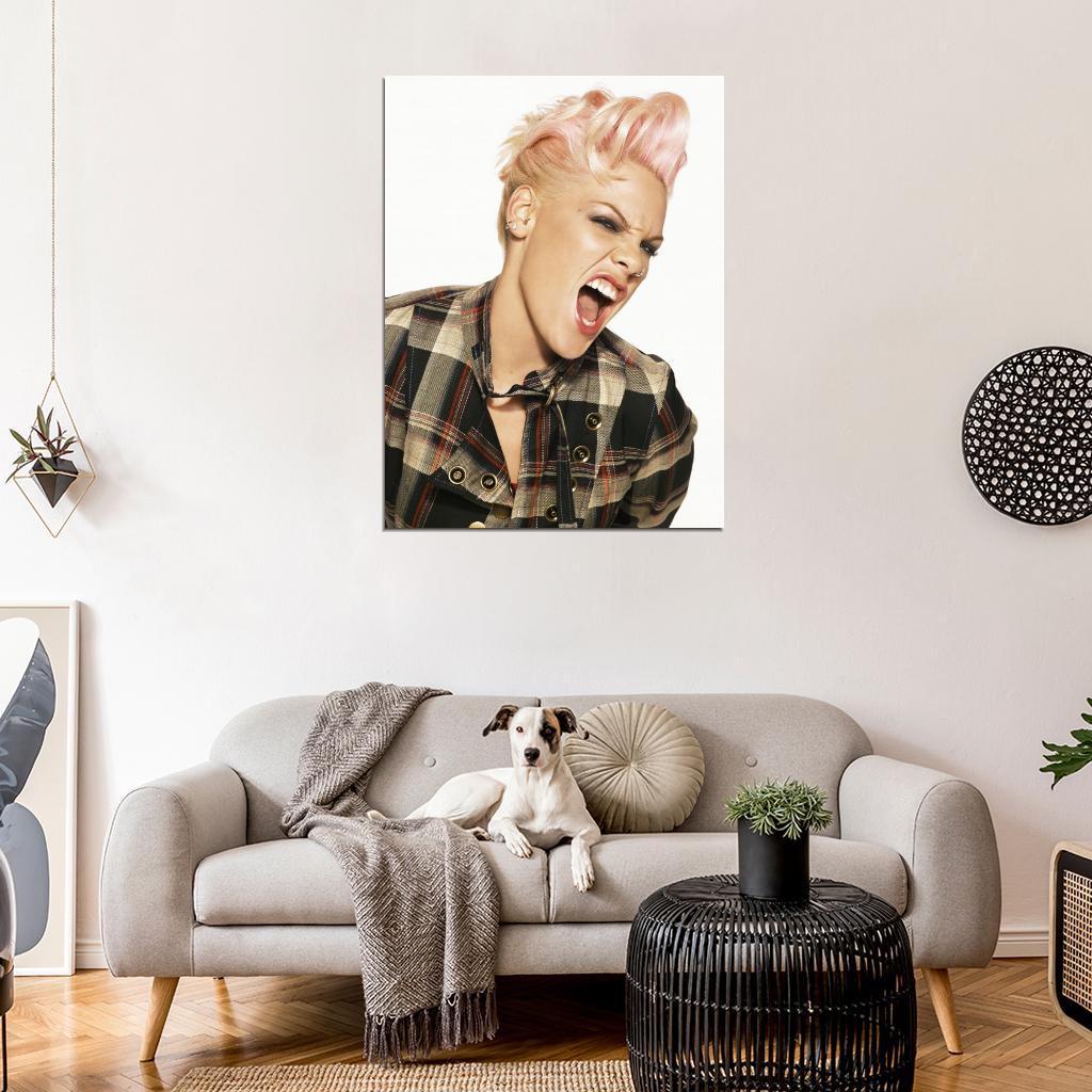 Pink Scream Portrait Pop Rock Music Singer Rare Wall Art Print Poster
