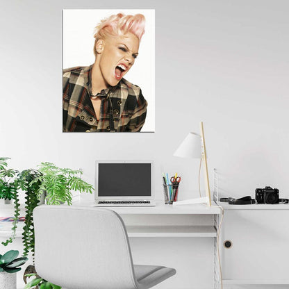 Pink Scream Portrait Pop Rock Music Singer Rare Wall Art Print Poster
