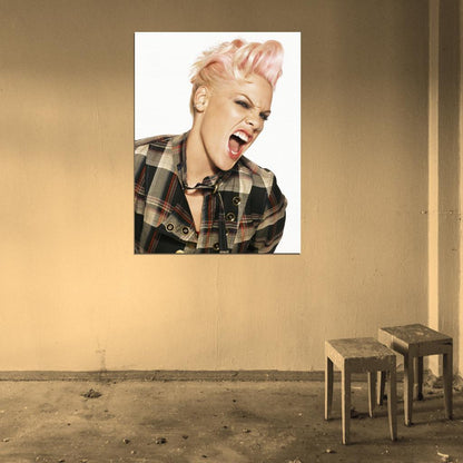 Pink Scream Portrait Pop Rock Music Singer Rare Wall Art Print Poster