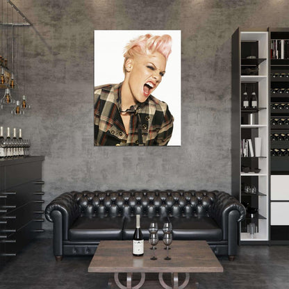 Pink Scream Portrait Pop Rock Music Singer Rare Wall Art Print Poster