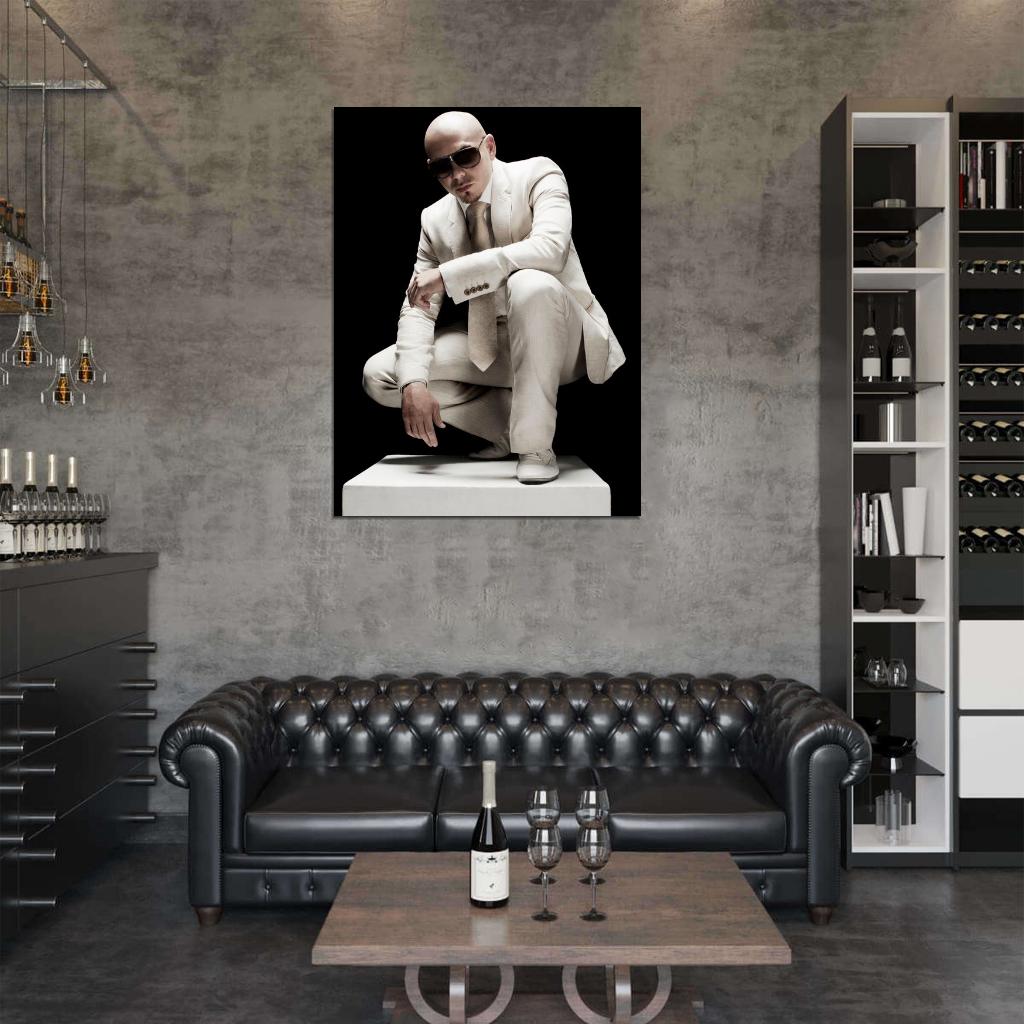 Pitbull White Suit Sunglass Hip Hop Pop Singer Music Rare Wall Art Print Poster