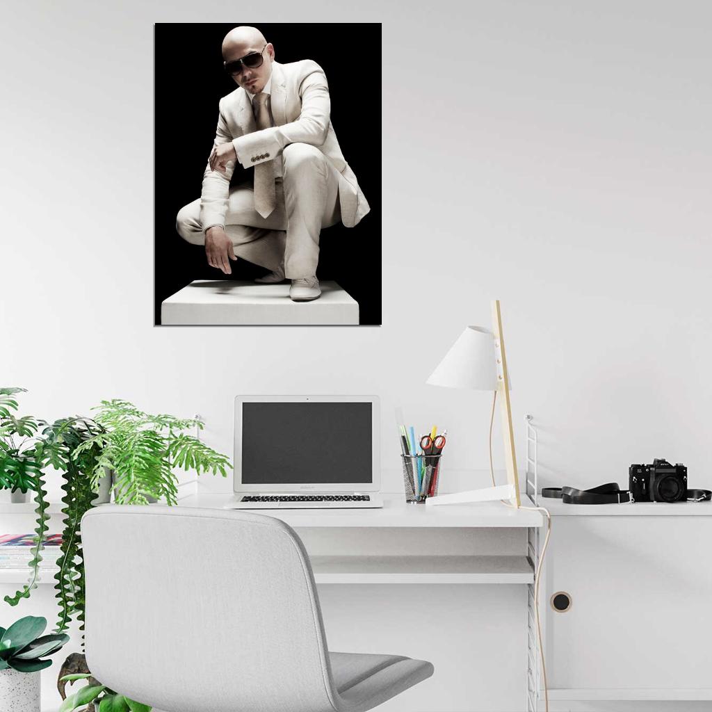 Pitbull White Suit Sunglass Hip Hop Pop Singer Music Rare Wall Art Print Poster