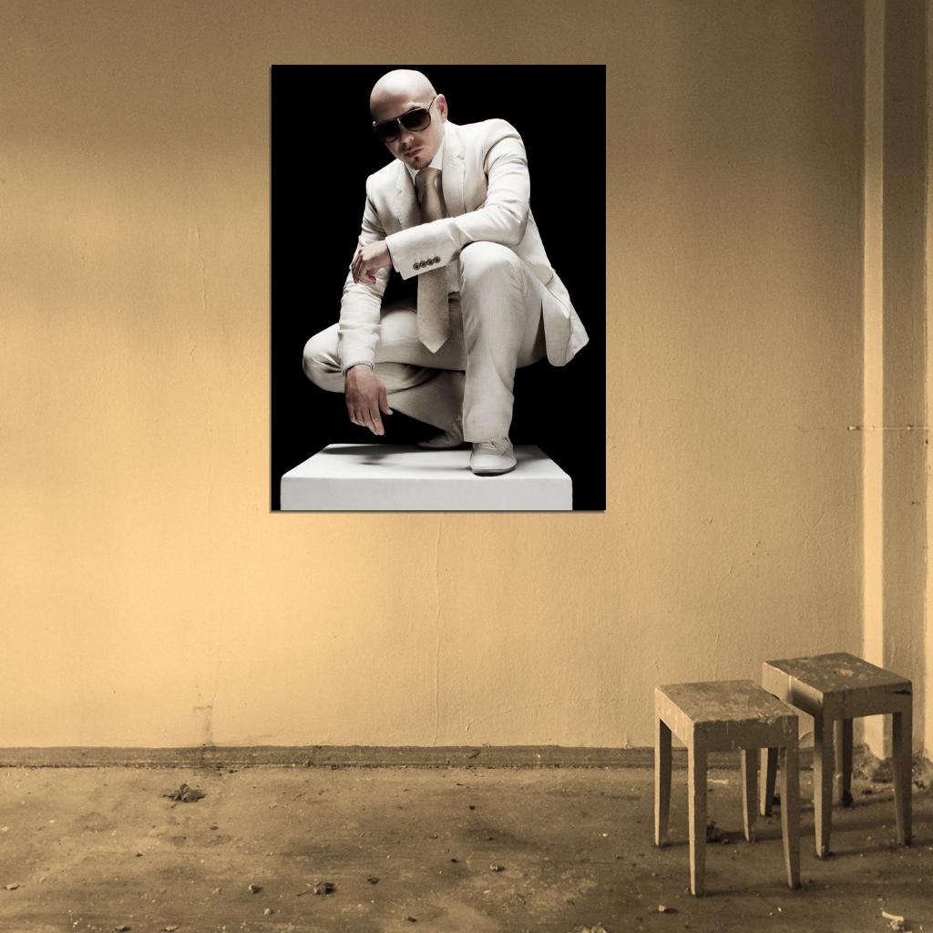 Pitbull White Suit Sunglass Hip Hop Pop Singer Music Rare Wall Art Print Poster