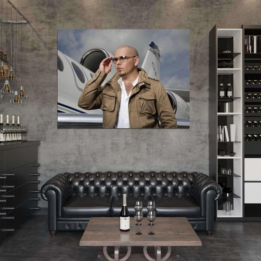 Pitbull Plane Sunglass Hip Hop Pop Singer Music Rare Wall Art Print Poster