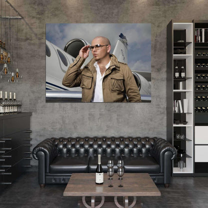 Pitbull Plane Sunglass Hip Hop Pop Singer Music Rare Wall Art Print Poster