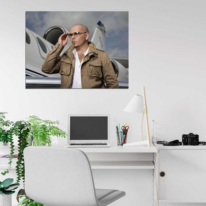 Pitbull Plane Sunglass Hip Hop Pop Singer Music Rare Wall Art Print Poster
