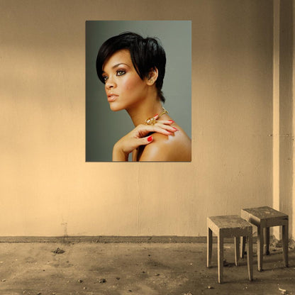 Rihanna Beautiful Portrait R&B Pop Music Singer Rare Wall Art Print Poster