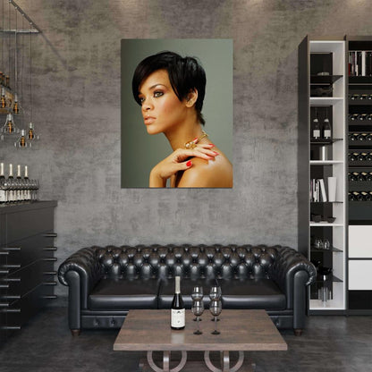 Rihanna Beautiful Portrait R&B Pop Music Singer Rare Wall Art Print Poster