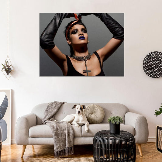 Rihanna Hot Blue Lips R&B Pop Music Singer Rare Wall Art Print Poster