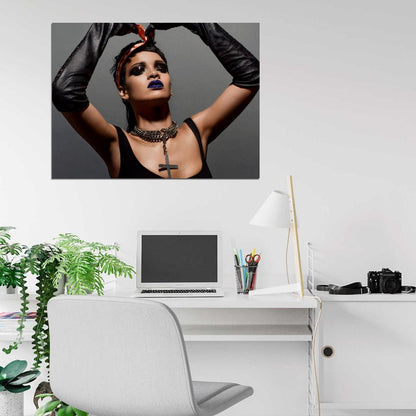 Rihanna Hot Blue Lips R&B Pop Music Singer Rare Wall Art Print Poster
