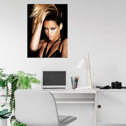 Rihanna Makeup Hot Hair R&B Pop Music Singer Rare Wall Art Print Poster