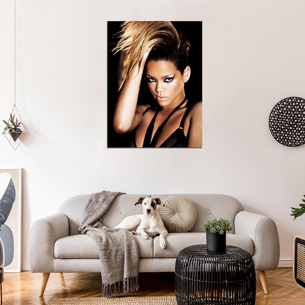 Rihanna Makeup Hot Hair R&B Pop Music Singer Rare Wall Art Print Poster