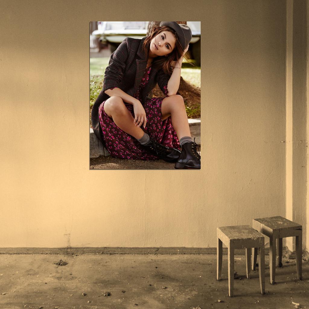 Selena Gomez Hat Dress Style Pop Singer Music Rare Wall Art Print Poster