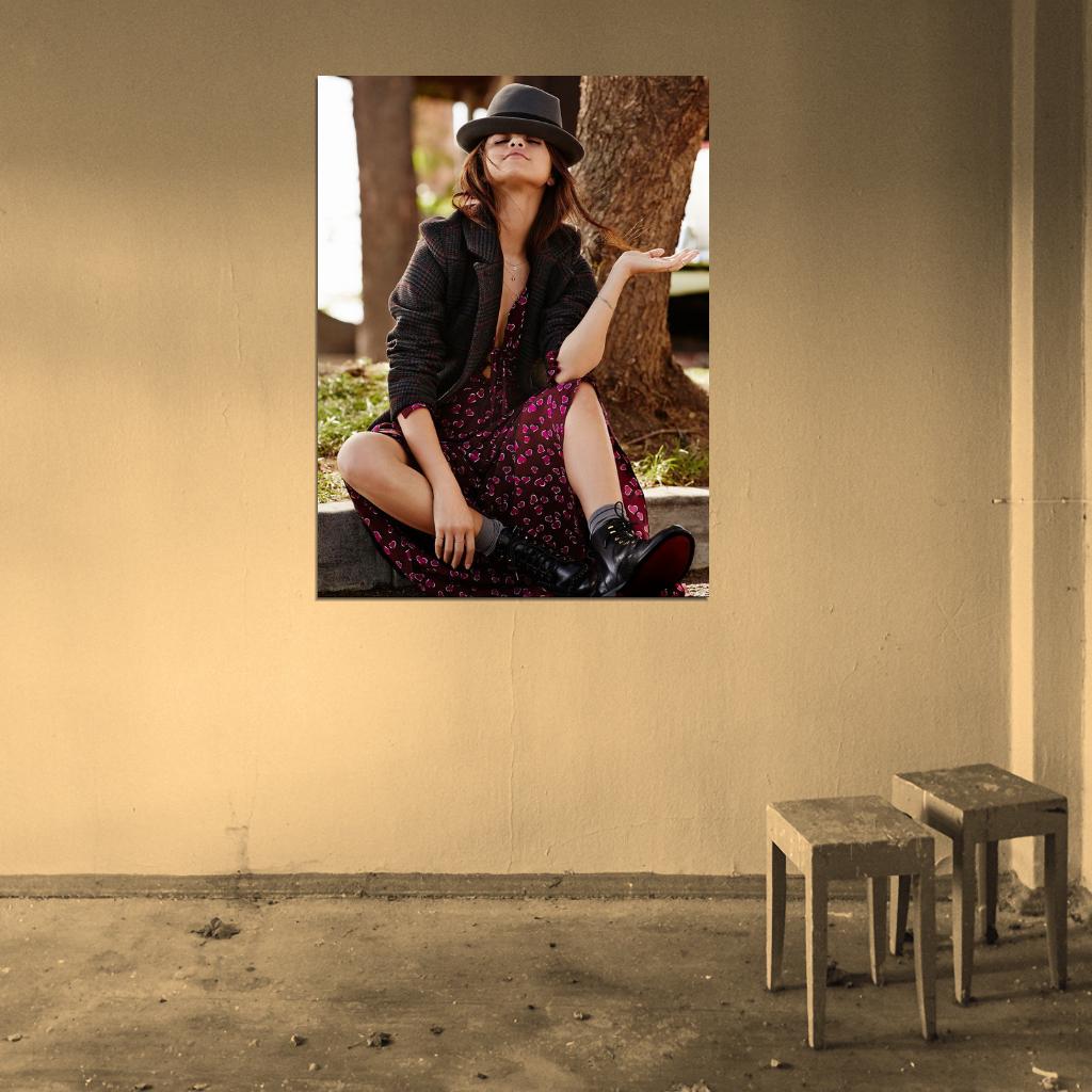 Selena Gomez Hat Dress Style Funny Pop Singer Music Rare Wall Art Print Poster
