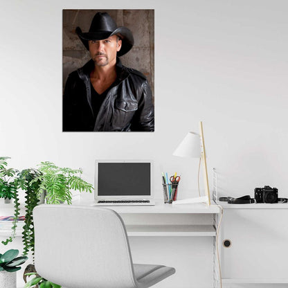 Tim McGraw Hat Country Singer Music Rare Wall Art Print Poster