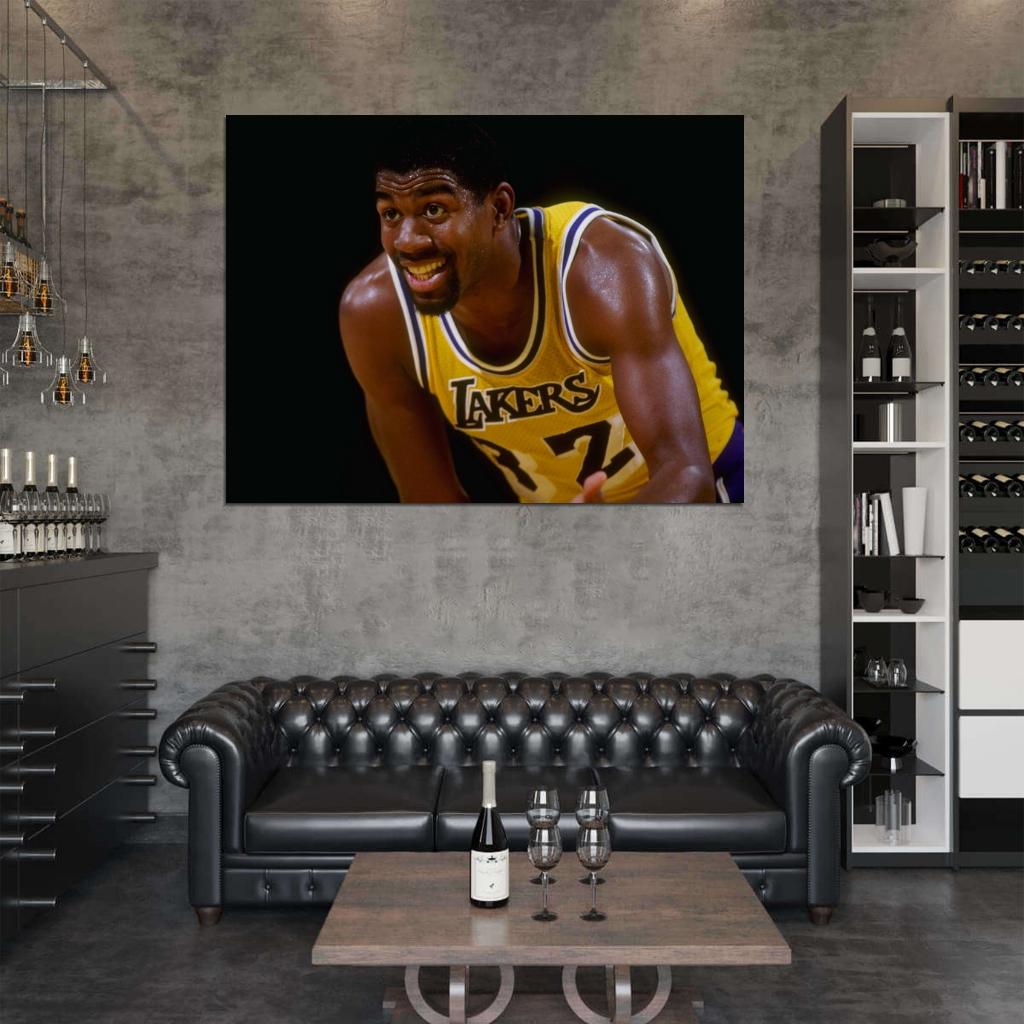 Magic Johnson Los Angeles Retro Basketball Sport Wall Art Print Poster