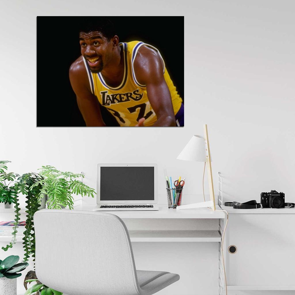 Magic Johnson Los Angeles Retro Basketball Sport Wall Art Print Poster
