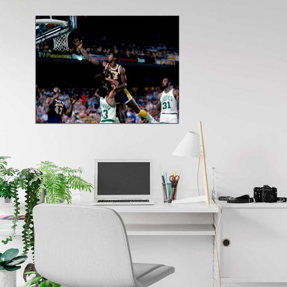 Magic Johnson Layup Los Angeles Retro Basketball Sport Wall Art Print Poster