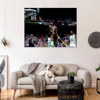 Magic Johnson Layup Los Angeles Retro Basketball Sport Wall Art Print Poster