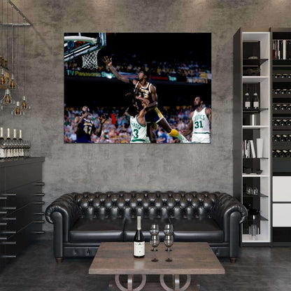 Magic Johnson Layup Los Angeles Retro Basketball Sport Wall Art Print Poster