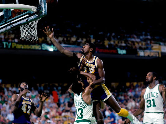 Magic Johnson Layup Los Angeles Retro Basketball Sport Wall Art Print Poster