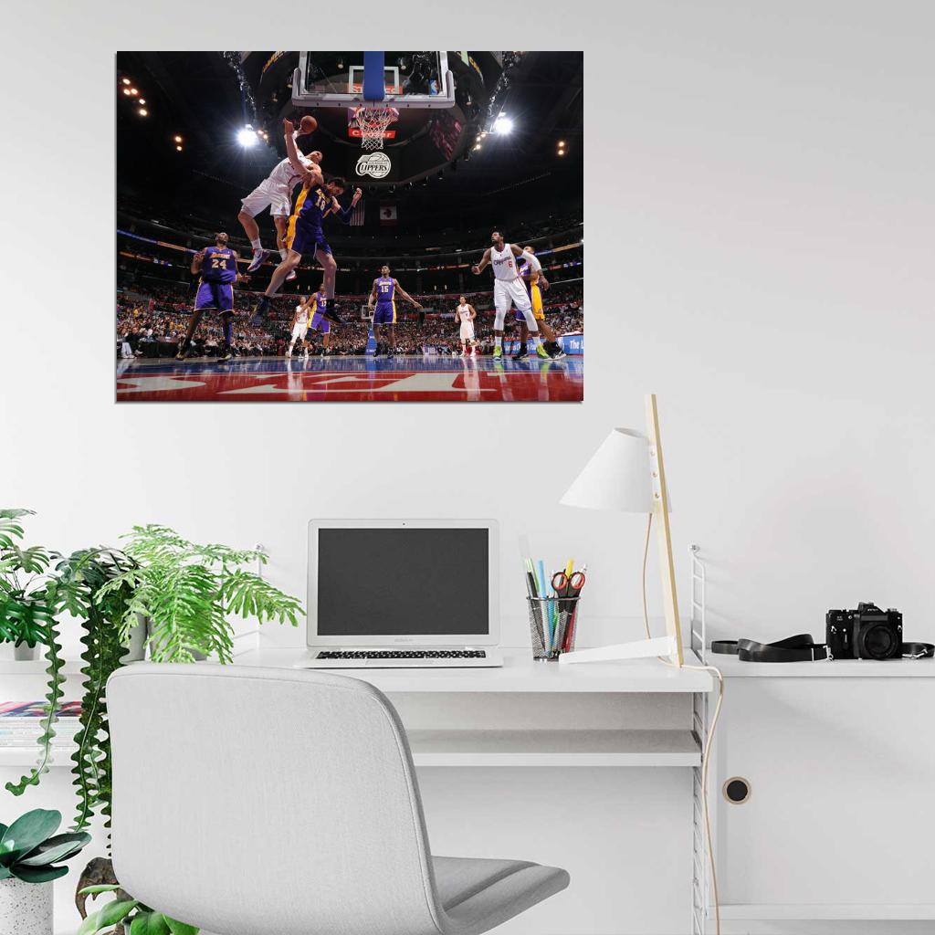 Magic Johnson Layup Los Angeles Retro Basketball Sport Wall Art Print Poster