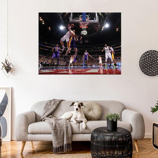 Magic Johnson Layup Los Angeles Retro Basketball Sport Wall Art Print Poster
