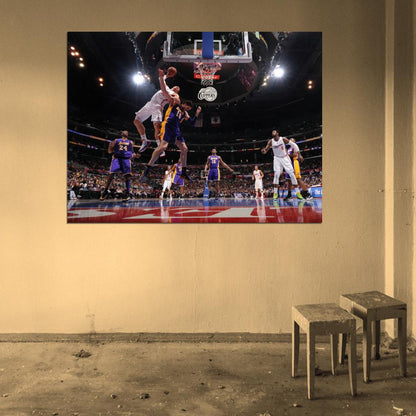 Magic Johnson Layup Los Angeles Retro Basketball Sport Wall Art Print Poster