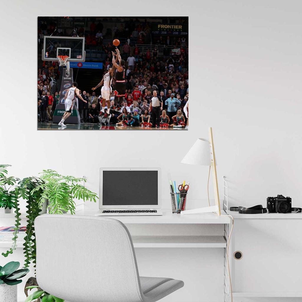 Derrick Rose Shot Game Winner Buzzer Beater Basketball Sport Wall Art Print Poster