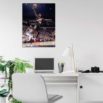 Gary Payton Layup Basketball Sport Wall Art Print Poster