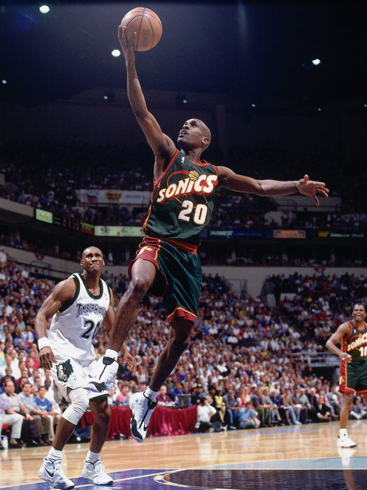 Gary Payton Layup Basketball Sport Wall Art Print Poster
