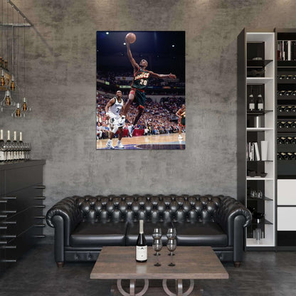 Gary Payton Layup Basketball Sport Wall Art Print Poster