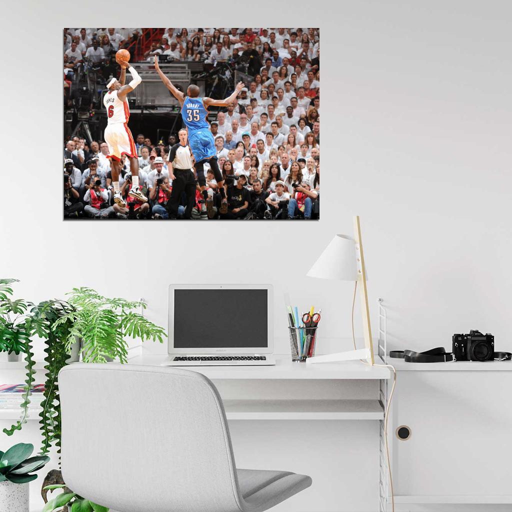 LeBron James Fadeaway Jumper Basketball Sport Wall Art Print Poster