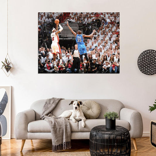 LeBron James Fadeaway Jumper Basketball Sport Wall Art Print Poster