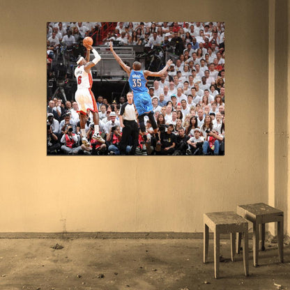 LeBron James Fadeaway Jumper Basketball Sport Wall Art Print Poster