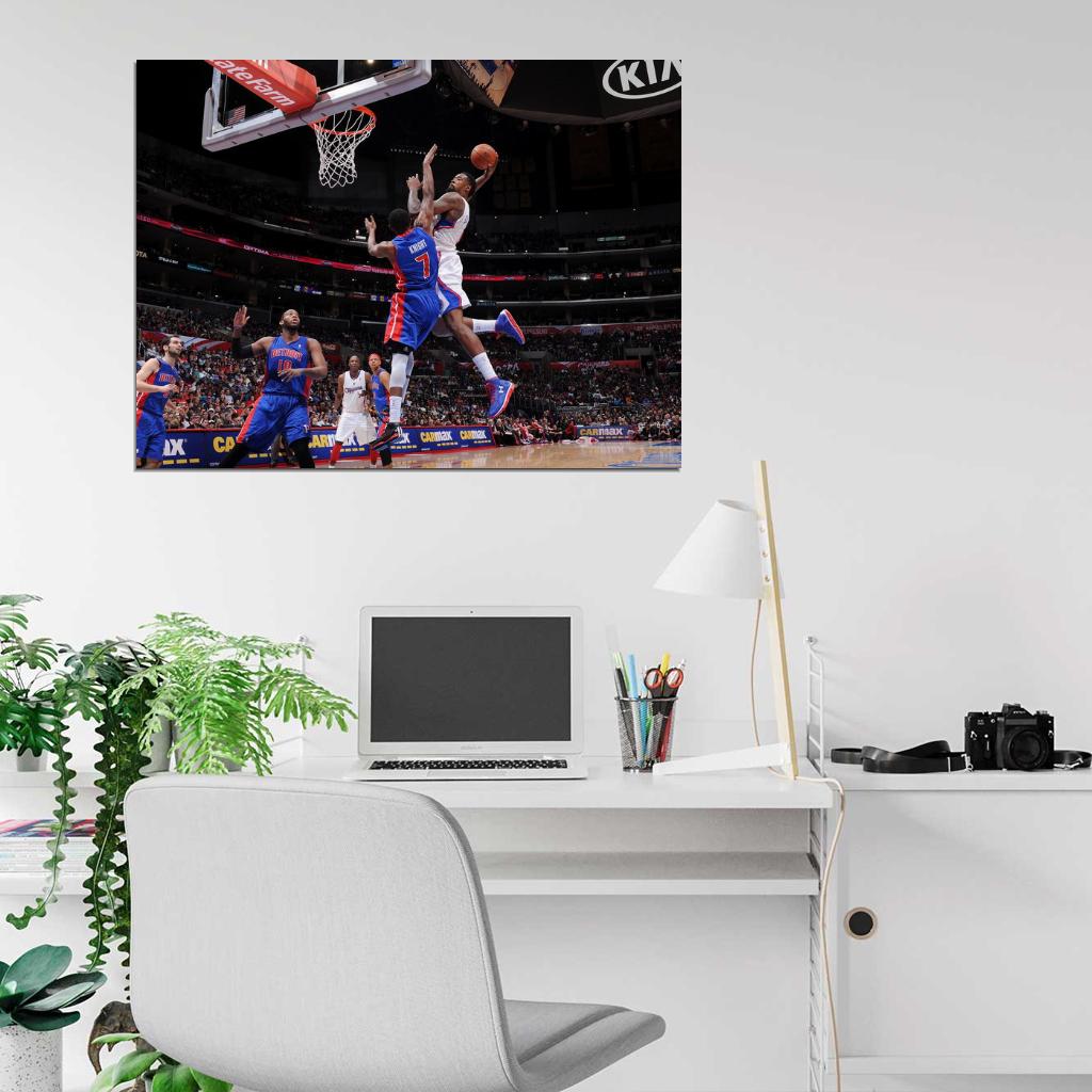 DeAndre Jordan Posterize Dunk Brandon Knight Los Angeles Basketball Sport Wall Art Print Poster