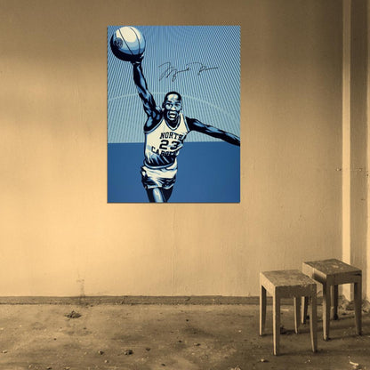 Michael Jordan North Carolina Retro Art Basketball Sport Wall Art Print Poster