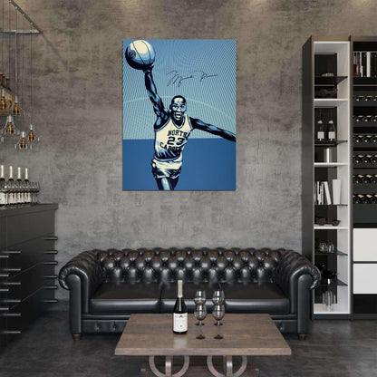 Michael Jordan North Carolina Retro Art Basketball Sport Wall Art Print Poster