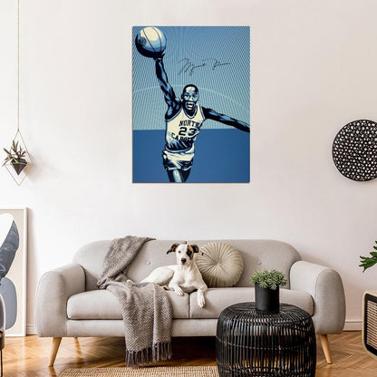 Michael Jordan North Carolina Retro Art Basketball Sport Wall Art Print Poster