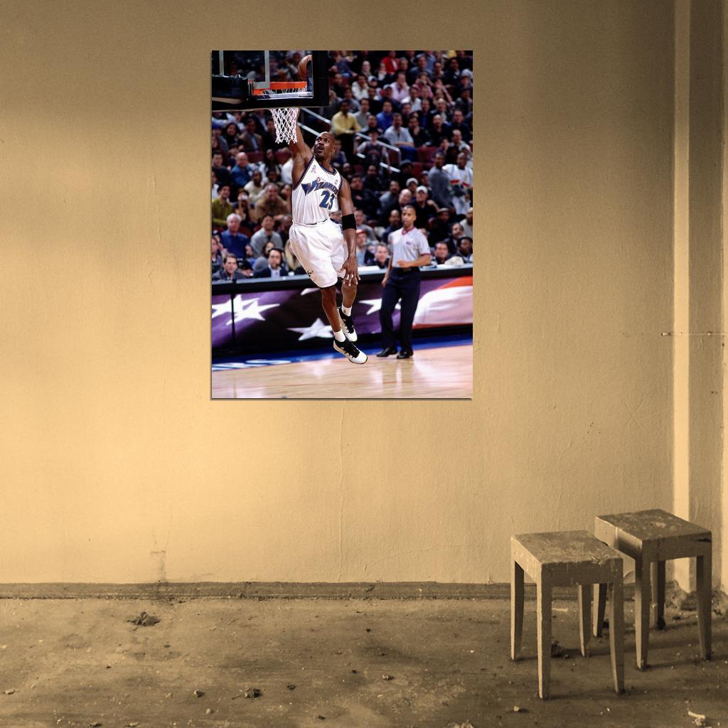 Michael Jordan Washington Wizards Dunk Basketball Sport Wall Art Print Poster