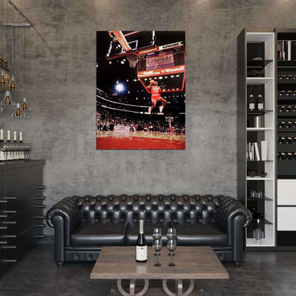 Michael Jordan Slam Dunk Contest Free-Throw Line Retro Basketball Sport Wall Art Print Poster