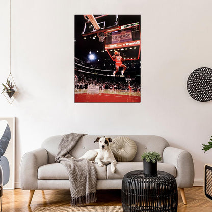 Michael Jordan Slam Dunk Contest Free-Throw Line Retro Basketball Sport Wall Art Print Poster