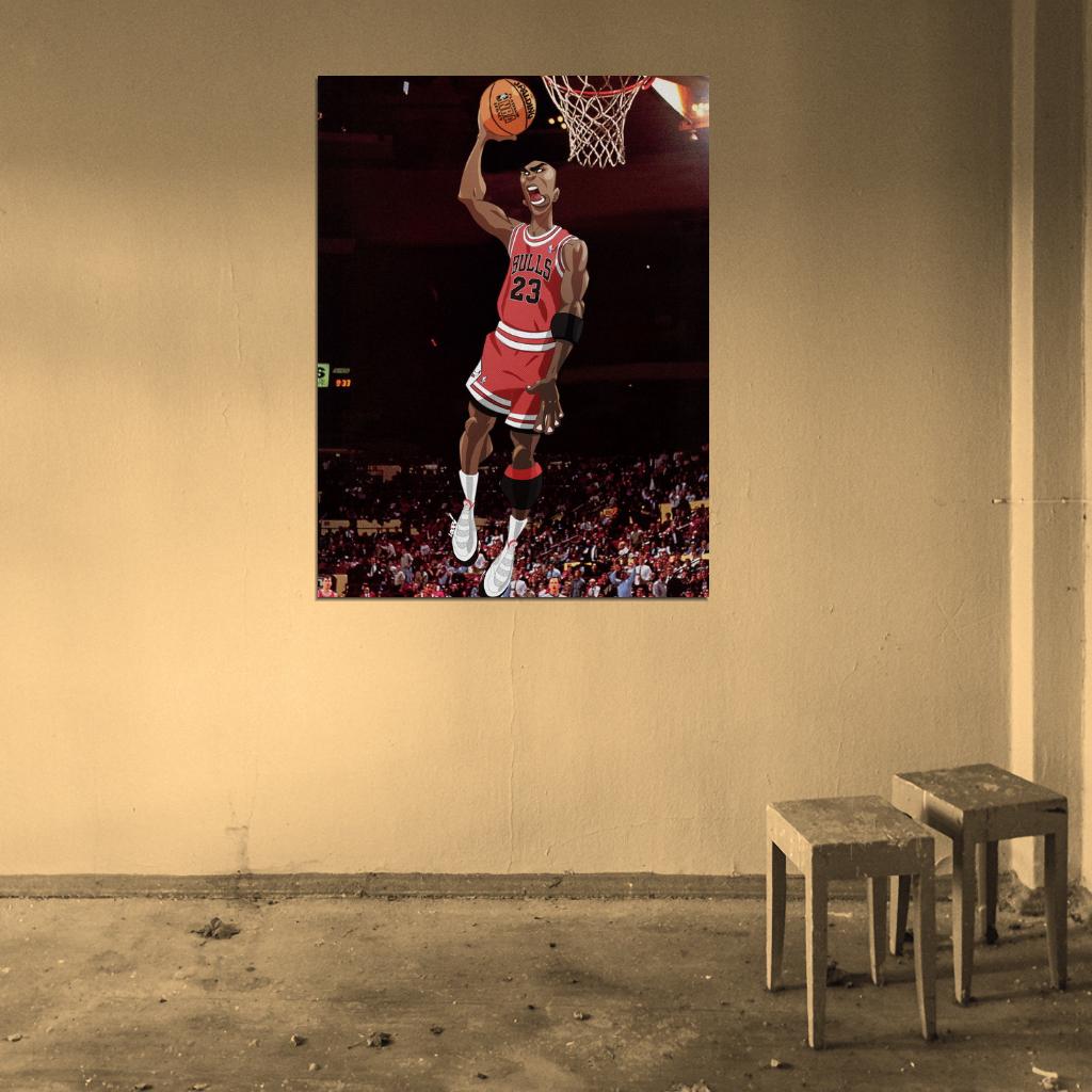 Michael Jordan Cool Art Slam Dunk Contest Retro Basketball Sport Wall Art Print Poster