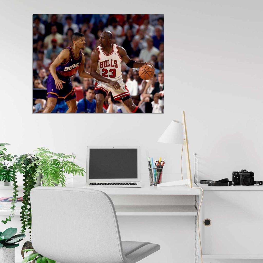 Michael Jordan Kevin Johnson Retro Basketball Sport Wall Art Print Poster