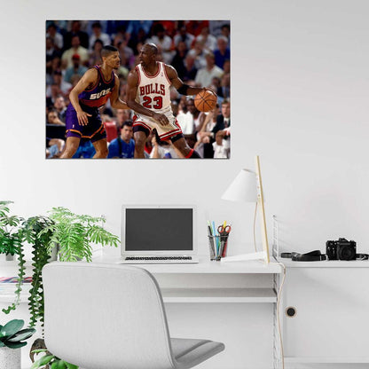 Michael Jordan Kevin Johnson Retro Basketball Sport Wall Art Print Poster