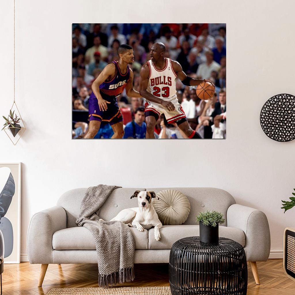 Michael Jordan Kevin Johnson Retro Basketball Sport Wall Art Print Poster